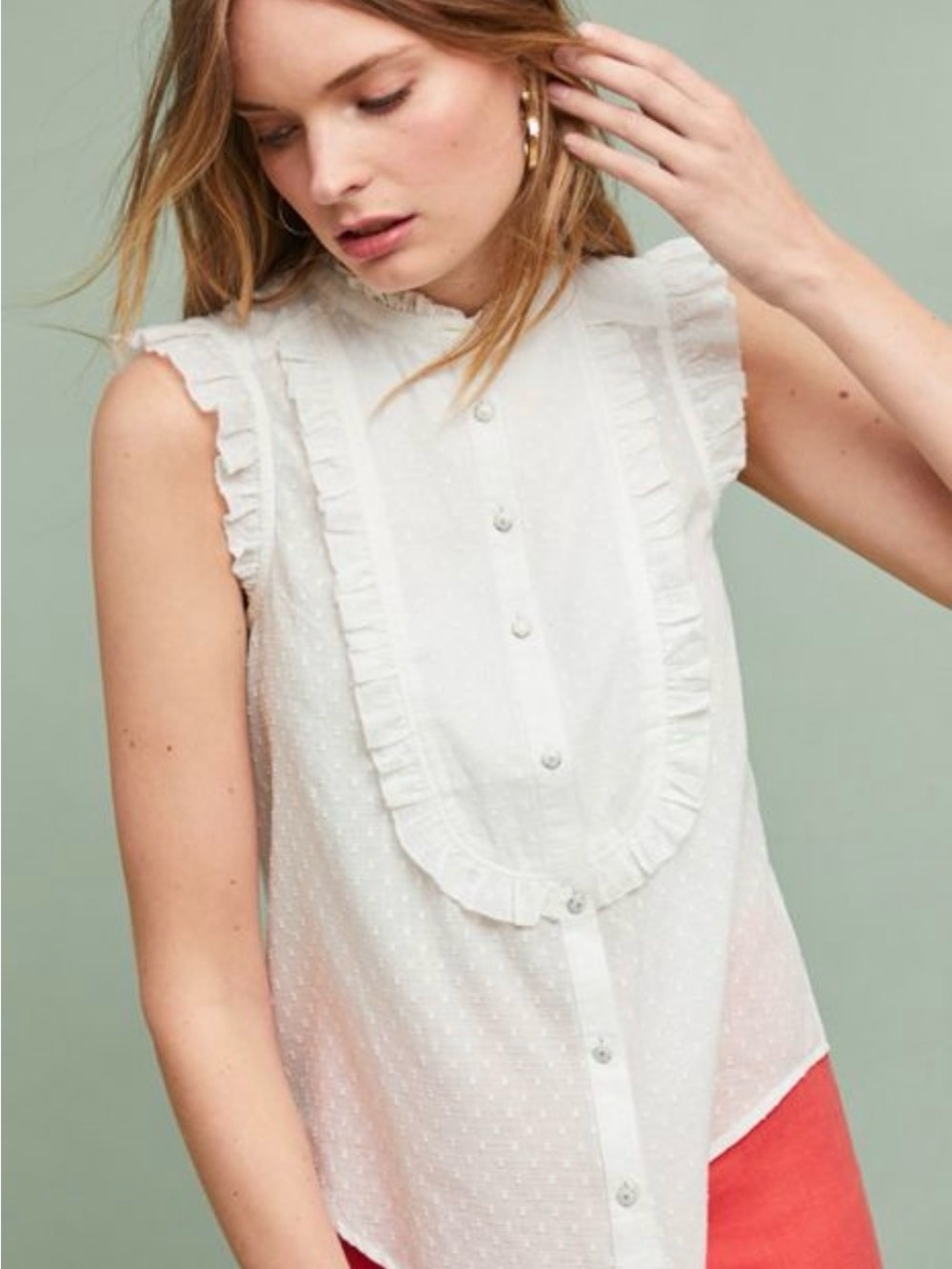 FeatherBone by Anthropologie Soneva Ruffled Top – Size 6